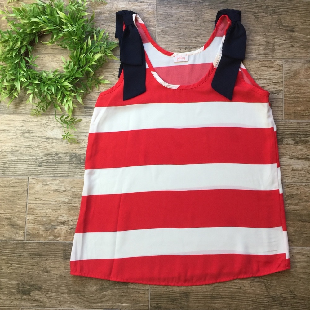 Red white striped top women size small